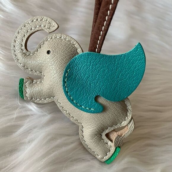 Handmade Genuine Leather Colorblock Dumbo Bag Charm/Keychain - Picture 4 of 14